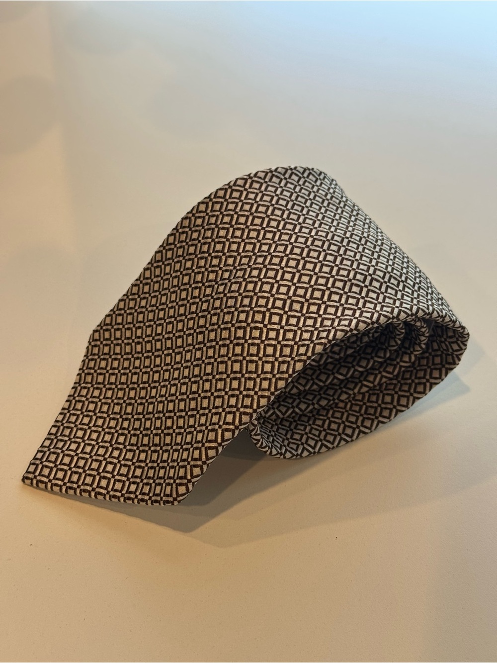 Giorgio Armani Black and Cream Geometric Silk Tie